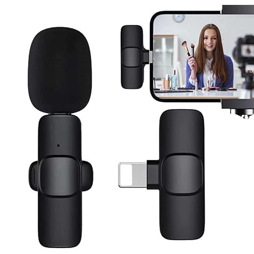 Genérico - Micrófono Inalámbrico Lavalier Para Iphone Plug And Play Negro