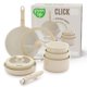thumbnail image 1 of Juego de ollas y sartenes GreenLife 10 piezas antiadherente apilable color crema, 1 of 9