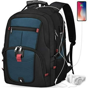 Nubily - Mochila Laptop 17 Impermeable, Extra Grande, Tsa Antirrobo, Usb, Juegos, Azul. Capacidad 45L