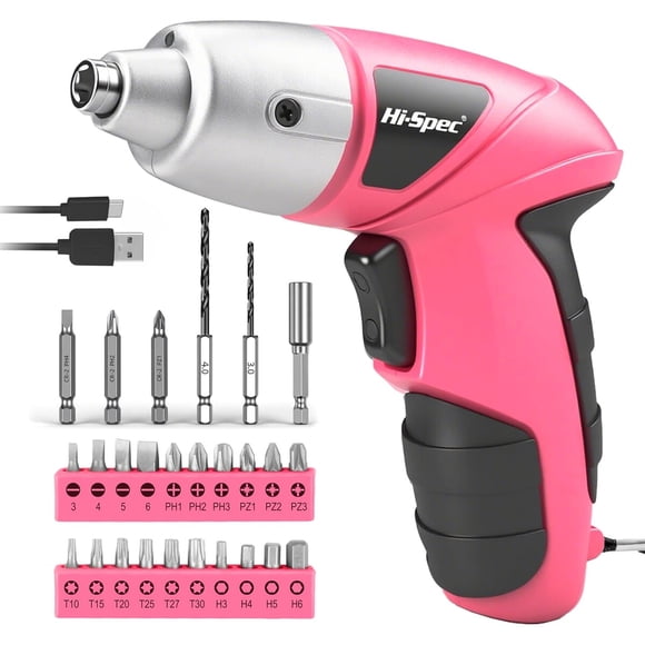 Destornillador Eléctrico HiSpec Rosa 3.6V 23 Puntas USB