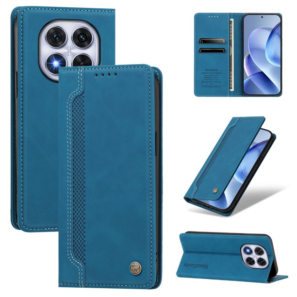 Funda Billetera para Xiaomi Redmi Note 14 Pro Plus 5G Imán y Resistente Azul