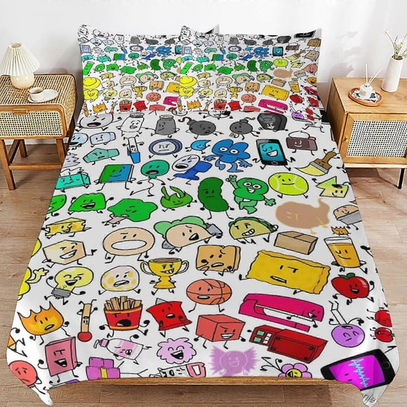 Funda Nórdica Battle For Dream Island Bfdi Ropa De Cama De Microfibra Estampado 3d Edredón Ligero De 3 Piezas Funda Nórdica An