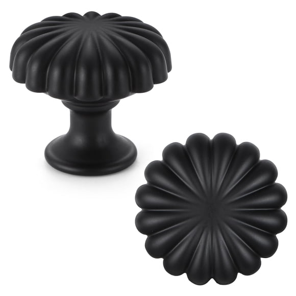 Perillas para gabinete FAPUAL, negro mate, aleación de zinc, paquete de 6, diámetro de 30 mm