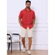 thumbnail image 2 of INSPIRE CHIC Camisas de Hombre para Regreso a Clases Camisa de Manga Corta con Botones para Playa de Verano Cuello de Punta 2XL Rojo Brillante, 2 of 5
