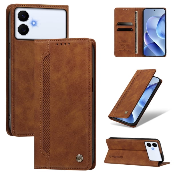 Funda Billetera para Samsung Galaxy S26 Edge Imán y Resistente Marrón