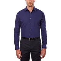 Camisa De Vestir Van Heusen De Popelina Azul Persa, Corte Alto, Para Hombre