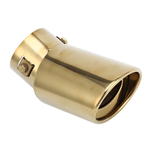 Unique Bargains Punta de Escape Inclinada Curvada 1.2"- 2.4" Entrada 3.4" Salida 5.4" Longitud Universal Acero Inoxidable Tono Dorado