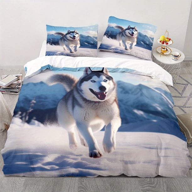 3PCs P*oly*ester do-wn Qu-ilt C-over Dog Be--dding Su-it with Pringting Soft and C-omfo-rtable do-wn Qu-ilt Co-ver for B-edro-om- Gue-st Room