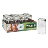 Ball - Bola De Cristal Mason Jar De 32 Oz/946 Ml, Boca Ancha Con Tapa Y Correas, 12 Unidades