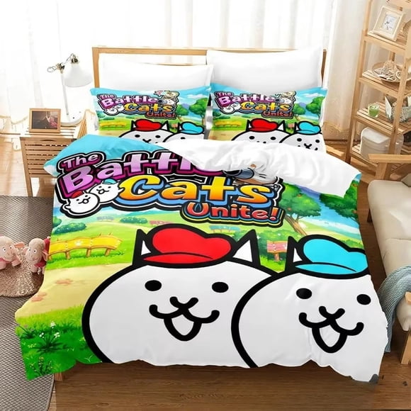 Game The Battle Cats Unite Bedding Set Boys Girls Duvet Cover Pillowcase Bed boys Adult Home Textileextile