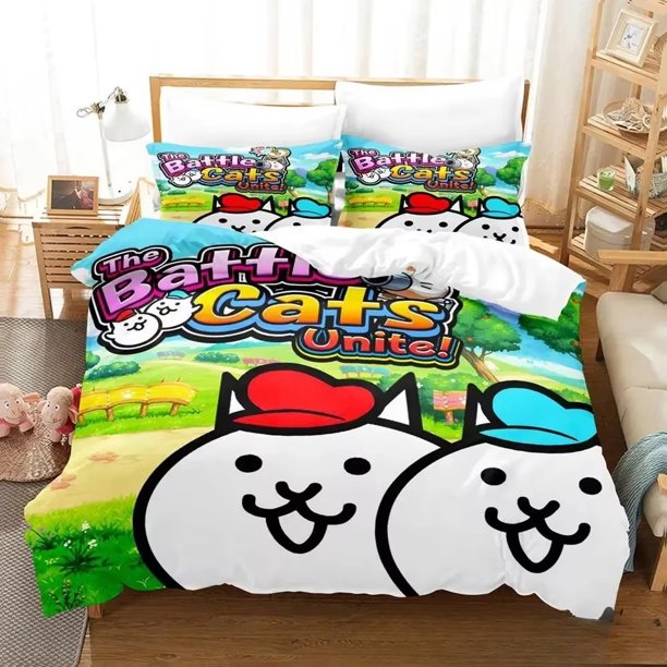 Game The Battle Cats Unite Bedding Set Boys Girls Duvet Cover Pillowcase Bed boys Adult Home Textileextile