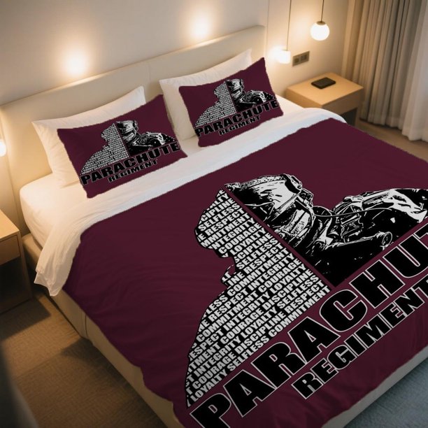 PARACHUTE REGIMENT Values & Soldier Silhouette Duvet Cover Set Easter bedding set of three pieces