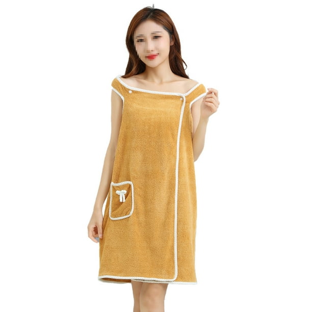 Toalla de baño usable con hombros descubiertos para mujer, absorbente de agua, para playa, spa, gimnasio, bata de baño, vestido lencero