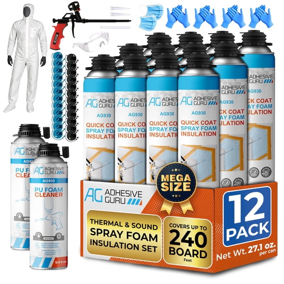 Kit aislante de espuma en aerosol Adhesive Guru 930 g, paquete de 12