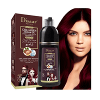Disaar - Shampoo Tinte Burdeo Borgoña Cubre Canas Suaviza Repara
