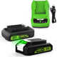 thumbnail image 1 of 2 Pzas 3000mAh 29842 29852 Reemplazo para Greenworks Batería de 24V y Cargador para Herramientas Inalámbricas Green-works de 24V, 1 of 9