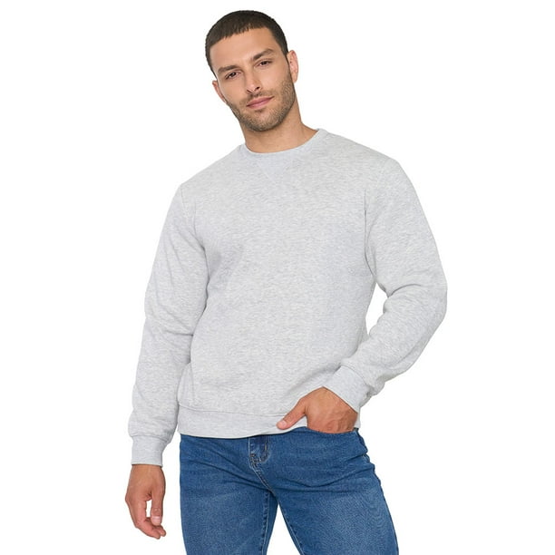 Polerón Hombre R-Neck Costura Gris Corona