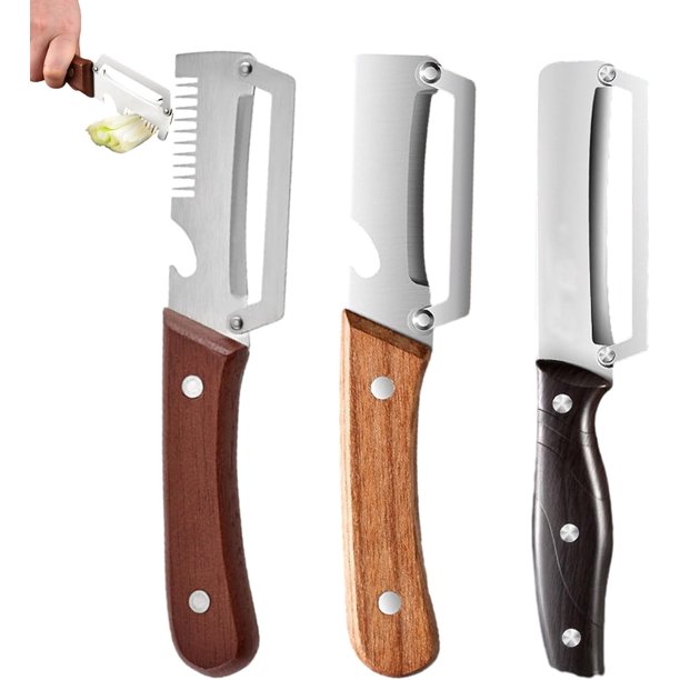 Pelador verduras cuchilla cero flexión mango madera abridor botellas integrado resistencia