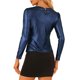 thumbnail image 3 of INSPIRE CHIC Top de Mujer de Manga Larga Brillante con Purpurina Metálica M Azul Marino, 3 of 6
