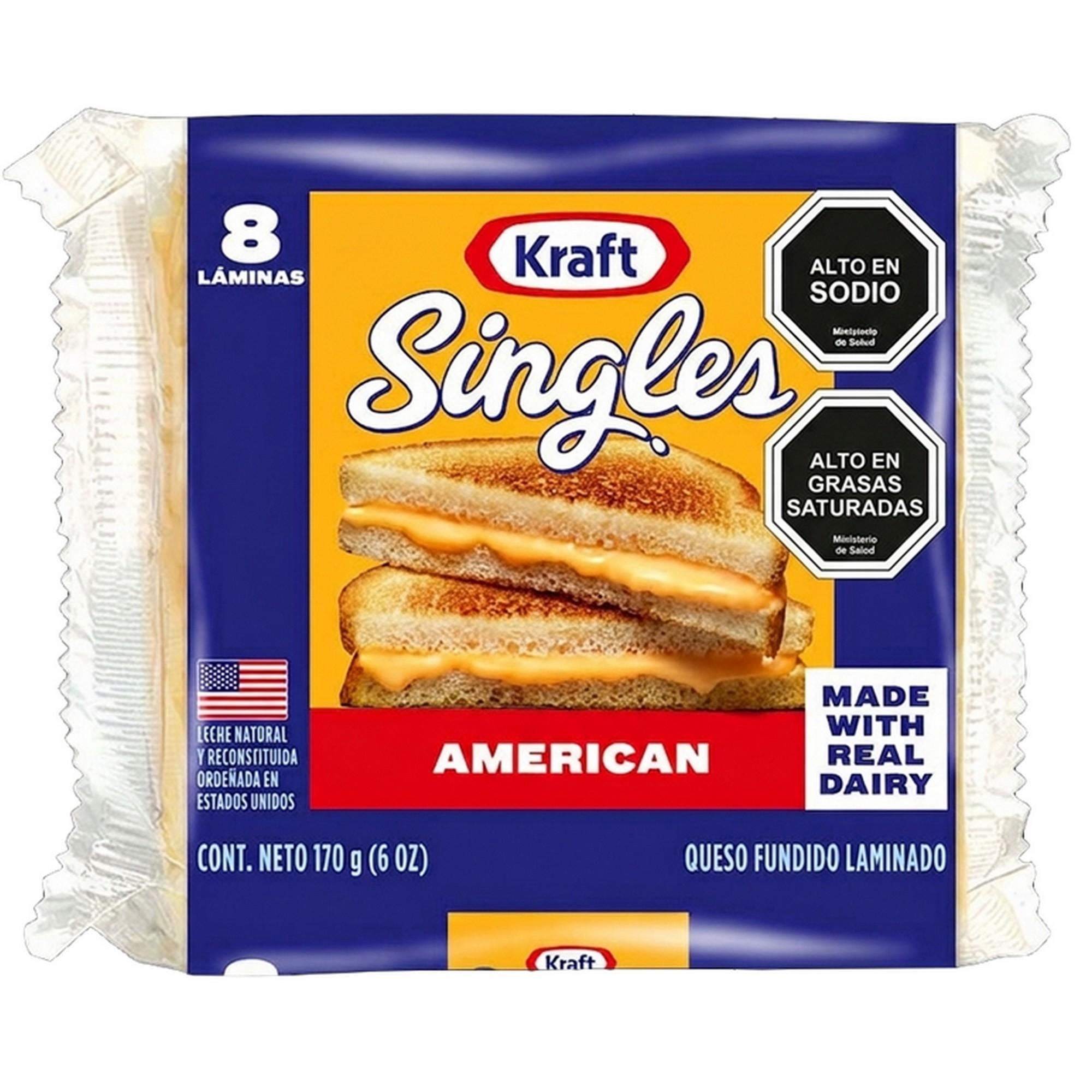 Queso Cheddar Singles Laminado 170 g Kraft