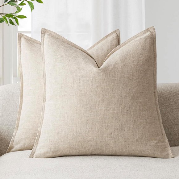 Foindtower Linen Solid Decorative Throw Pillow Covers 20x20