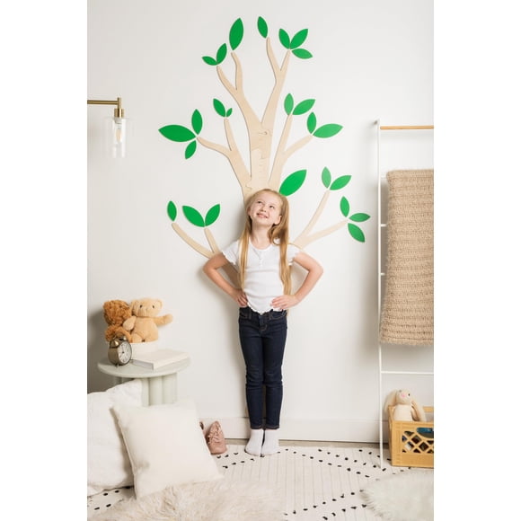 Tabla de crecimiento de higos y gorriones, diseño de árbol de madera, 150 cm