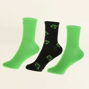 Tripack Calcetines Niño Verde Creeper Minecraft