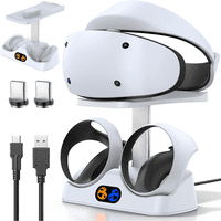 Genérico - Controlador De Carga Dock Para Ps5 Vr2, Psvr2 Estación De Carga Con Soporte De Auriculares Vr Soporte De La Pantalla, Ps Vr2 Cargador De Controlador Con Led, 2 Terminal Magnético Y Cable Tipo C