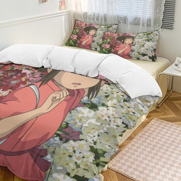 Spirited Away 3-Piece Bedding Set Warm And Comfortable Soft Duvet Cover Bed Set for Boys Girls Kids Adult Bedroom All Season