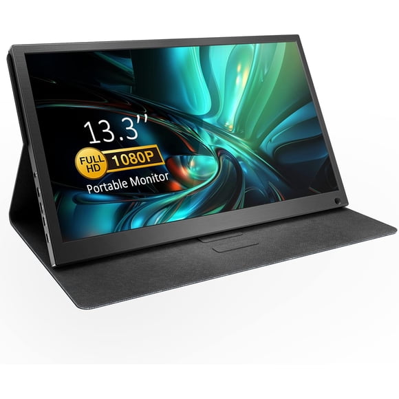 Monitor portátil CAMWORLD de 13.3 pulgadas, 1080P, USB-C y HDMI, ultradelgado para viajes, con funda