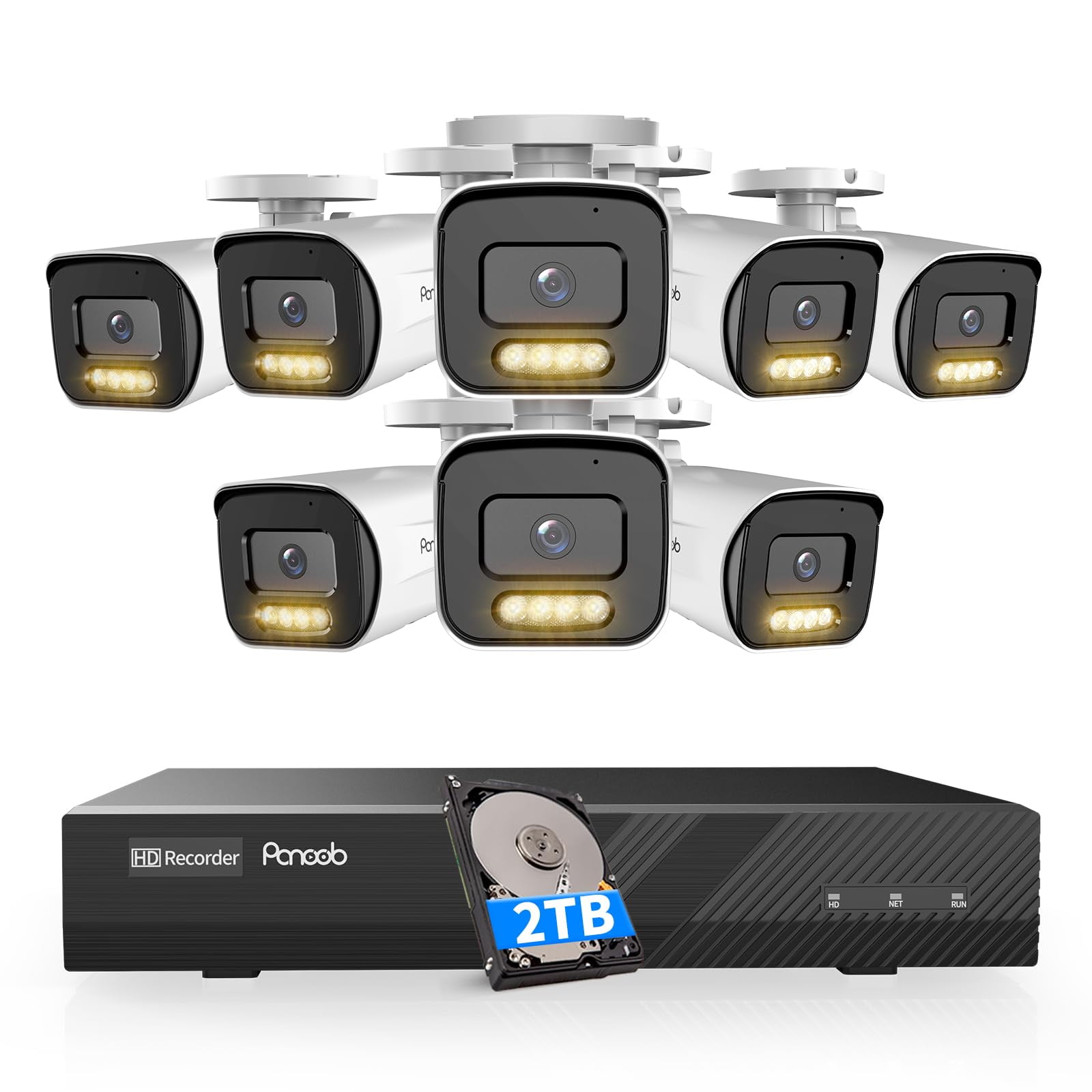 Sistema De Cámaras De Seguridad De 8 Canales Panoob 5mp Poe Con Hdd De 2 Tb E Ia