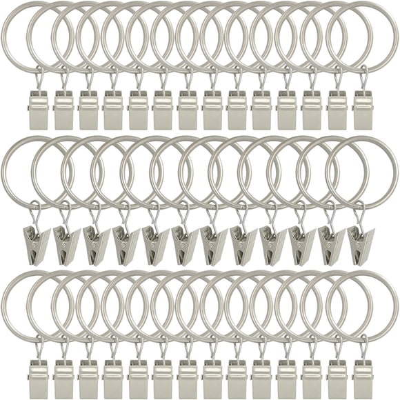 Anillas para cortinas con clips AMZSEVEN, paquete de 40 unidades, 3,2 cm de diámetro interior