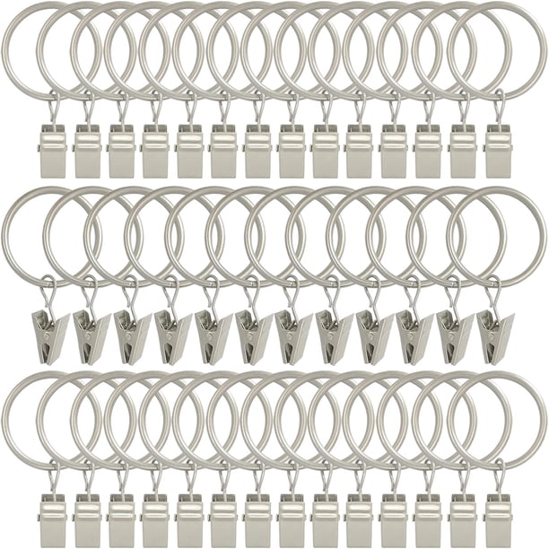 Anillas para cortinas con clips AMZSEVEN, paquete de 40 unidades, 3,2 cm de diámetro interior