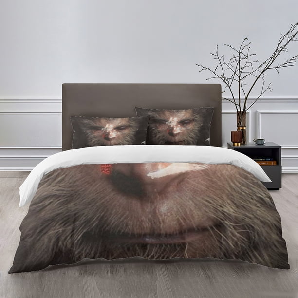 Black Myth Wuko Bedding Sets Bed Cartoon Duvet Cover Lightweight 3 Piece Bet Sets for Kids Boys Girls