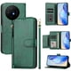 thumbnail image 5 of Funda tipo cartera para TCL 50 XL con bolsillo con cremallera, tarjetero, soporte, correa para la muñeca y tapa de cuero verde, 5 of 5