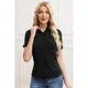 thumbnail image 3 of Blusa Mujer Manga Corta Elasticada Lisa Botones Formal 0057, 3 of 4