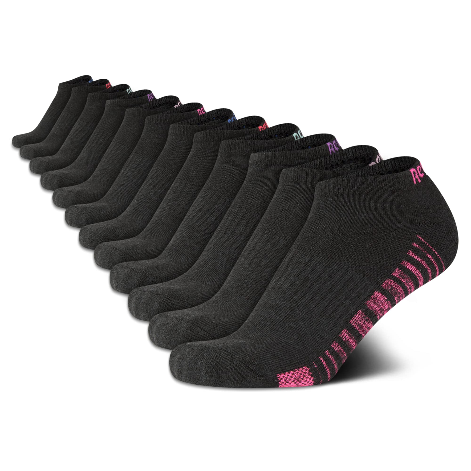 Pack De 12 Calcetines Reebok No Show Para Mujer, Corte Bajo, Talla 4-10
