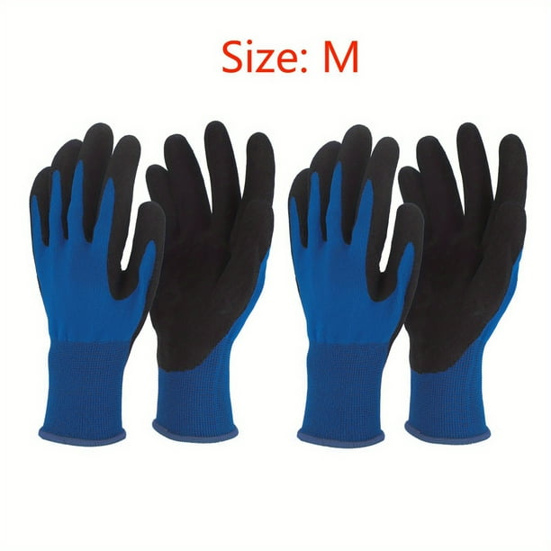 2 Pairs, Blue Gardening Gloves For Women Men, Protective Polyester And Nitrile Thornproof Work Gloves, Breathable Durable Touch-Screen Garden Gloves For Weeding Digging Raking Pruning (Large)