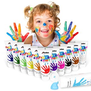 Set De Pintura Para Dedos Abeier, Lavable, No Tóxico, 12 X 60 Ml, De 1 A 10 Años