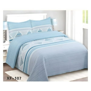 Genérico - Cubrecama Quilt Verano 1.5 Plazas - Celeste Triángulo Xf107