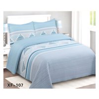 Genérico - Cubrecama Quilt Verano 1.5 Plazas - Celeste Triángulo Xf107