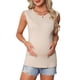 thumbnail image 1 of INSPIRE CHIC Camiseta de Primavera para Mujeres Embarazadas del Día de la Madre, Manga Corta, Jersey Básico de Punto Acanalado, Ajustado y Casual 2026 L Caqui, 1 of 6