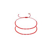 Zazü - Pack 2 Pulseras Rojas Con Mostacillas De Plata Rojo Talla Única