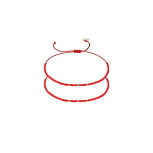 Zazü - Pack 2 Pulseras Rojas Con Mostacillas De Plata Rojo Talla Única