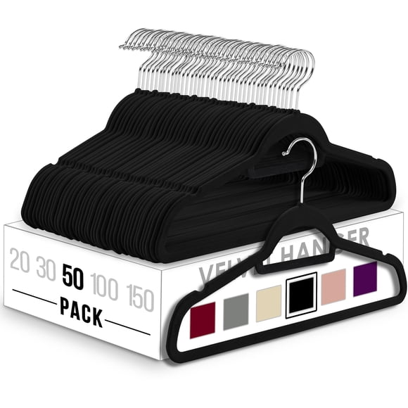 Colgador de ropa Utopia Home Premium Velvet, 50 unidades, color negro