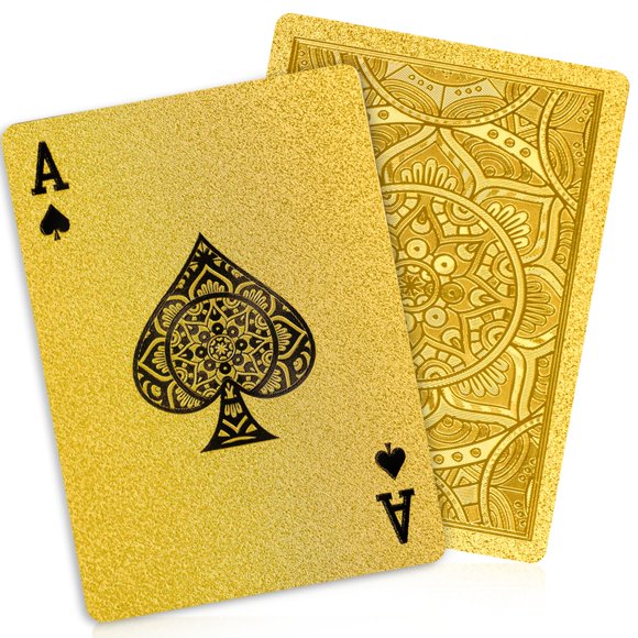 Cartas De Juego Doradas Impermeables De Plástico 4 Barajas