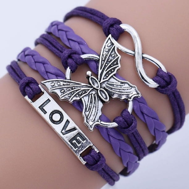Handmade Leather Bracelet with Love and Butterfly Design - Perfect Gift for Men and Women
