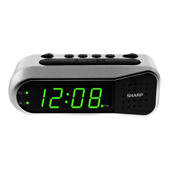 Despertador Sharp Digital Ascendente Doble Alarma Plateado