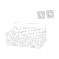 Magideal - Cesta Colgante De Alambre, Cesta Colgante De Pared, Para Almacenamiento, Organizador De Pared Colgante Para Sala De Manualidades, Cocina, Hogar Y Baño Blanco M Con Pegatina