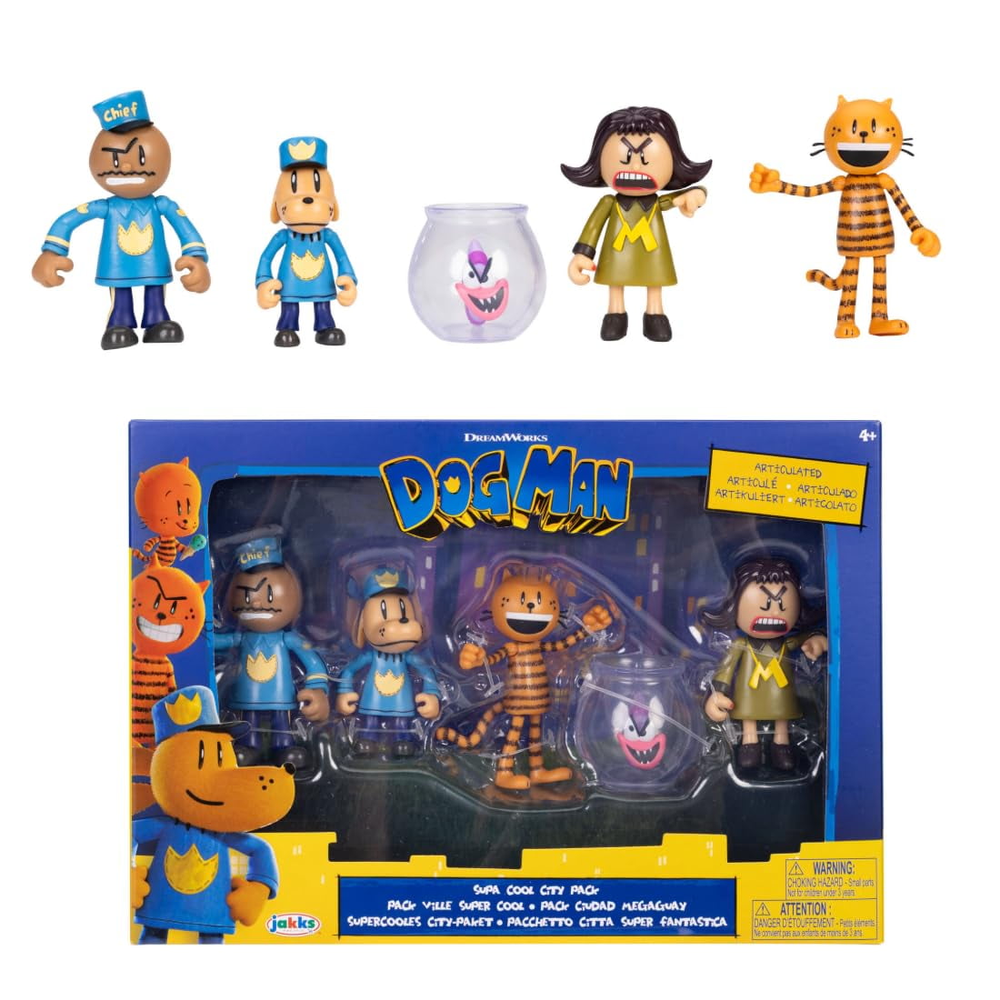 Pack De 5 Figuras Articuladas Dog Man De 6.5 Cm